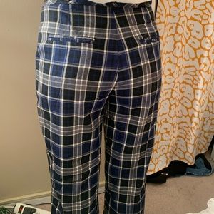Plaid gray and blue checkered pants. High waisted and so comfy!